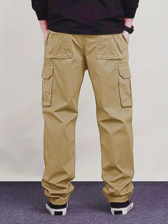 Spense Clothing Men's Cargo Pants with Multiple Pockets, Khaki, Casual Cotton Trousers - Image 3
