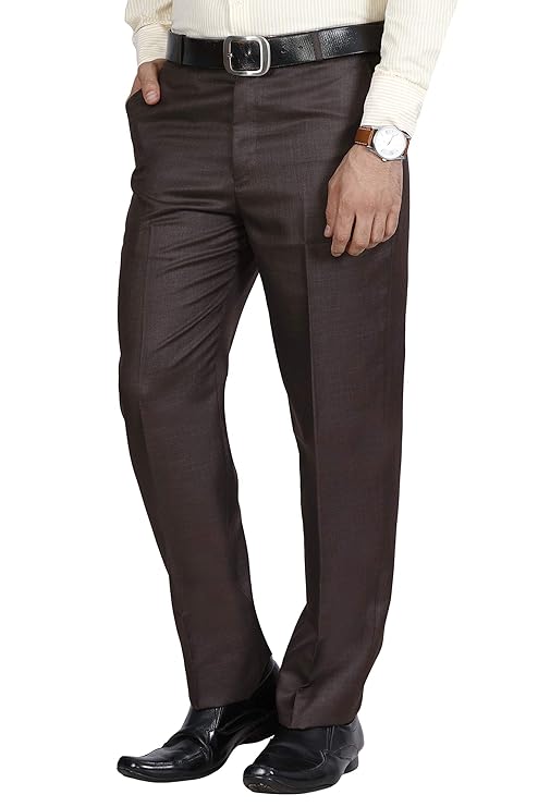 McHenry Men's Solid Formal Regular Fit Wrinkle Free PolyViscose Trousers - Image 2
